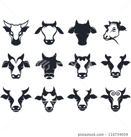collection of cow logos collection of cow logos 118734059