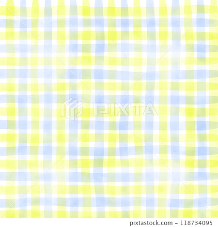 Blue Yellow Gingham Check Hand Drawn Pattern Background Overlay Blue Yellow Gingham Check Hand Drawn Pattern Background Overlay 118734095