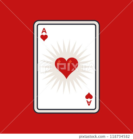 Ace of hearts on a red background. 118734582