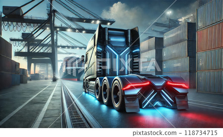 modern, eco-friendly semi-trailer truck 118734715