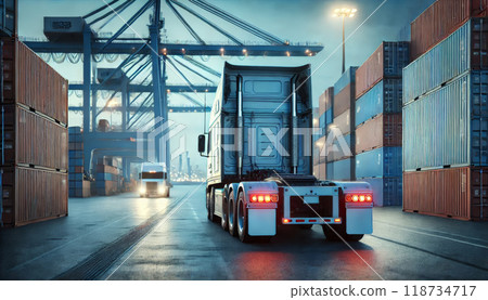 modern, eco-friendly semi-trailer truck 118734717