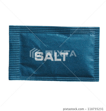 single dose salt sachet isolated over white 118735231