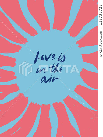 Vector love and travelling motivation poster with short phrase. Hand-drawn vintage poster with handwritten font and sunset isolated on blue background. For design, print, interior or background. 118735725