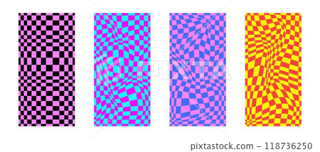 Psychedelic checkerboard pattern 118736250