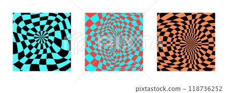 Psychedelic checkerboard pattern 118736252