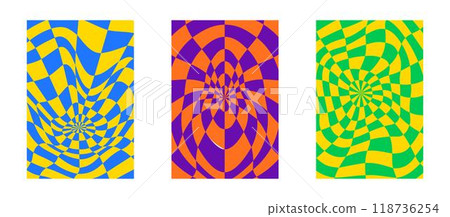 Psychedelic checkerboard pattern 118736254