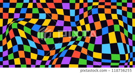 Psychedelic checkerboard rainbow 118736255