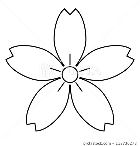 影鳳莊櫻花。帶有櫻花圖案的日本家族徽章的向量圖示插圖。 118736278