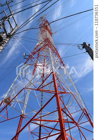 Transmission tower high voltage alternating current Transmission tower high voltage alternating current 118736351