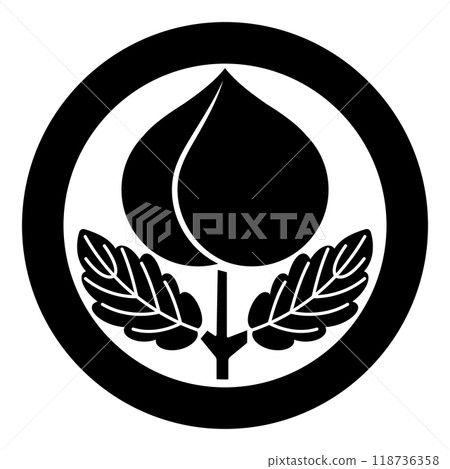 丸二式桃。日本家族徽章向量圖示插畫。 丸二式桃。日本家族徽章向量圖示插畫。 118736358