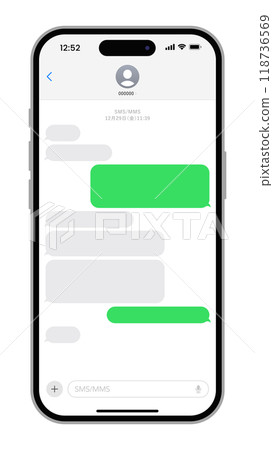Chat screen of messaging app. Chat history vector illustration. Short messages. 118736569