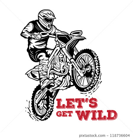 Motocross extreme sport vector illustration, perfect for t shirt design and event logo Motocross extreme sport vector illustration, perfect for t shirt design and event logo 118736604