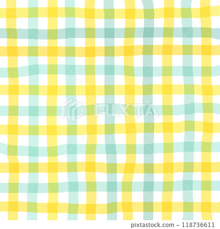 Green Yellow Gingham Check Hand Drawn Pattern Background Overlay Green Yellow Gingham Check Hand Drawn Pattern Background Overlay 118736611