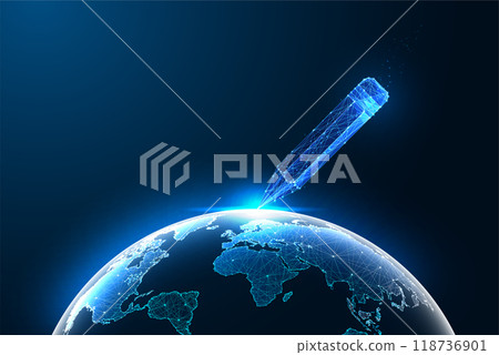 Global education, worldwide literacy and knowledge growth abstract concept. Pencil and planet Earth 118736901