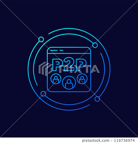 p2p vector icon, peer-to-peer system linear design p2p vector icon, peer-to-peer system linear design 118736974