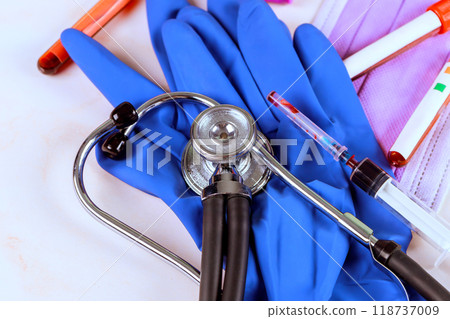 In medical laboratory, medical tubes are used to collect blood samples for testing 118737009