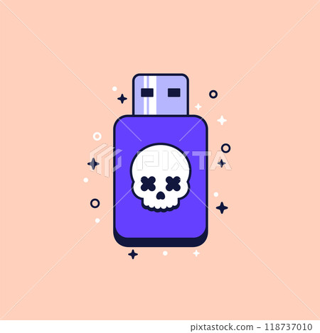malware on usb drive, cyber attack vector icon malware on usb drive, cyber attack vector icon 118737010