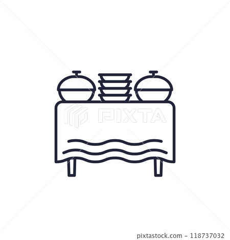 buffet table line icon on white buffet table line icon on white 118737032