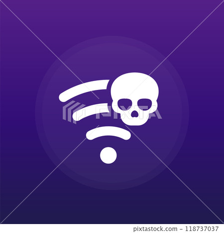 Unsafe wi-fi connection icon, insecure hotspot Unsafe wi-fi connection icon, insecure hotspot 118737037