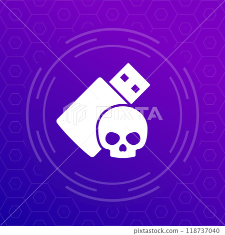 malware on usb drive icon, computer virus malware on usb drive icon, computer virus 118737040