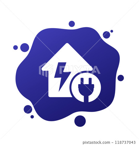 electric home icon, house and plug vector 118737043