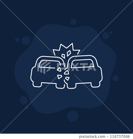car crash or accident line icon, vector 118737086