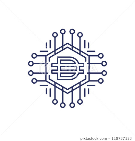 DAI coin icon, crypto token line vector 118737153