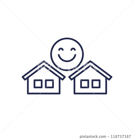 good neighbourhood line icon with houses 118737187