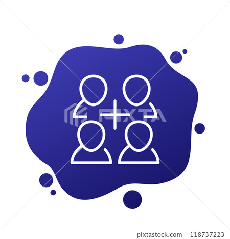 add to group line icon with users, vector 118737223