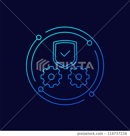 secure operation icon with gears and a shield 118737238