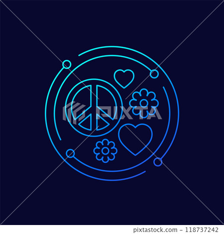 peace and love icon, linear design 118737242