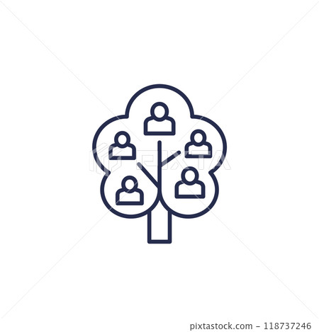 genealogy tree line icon, vector pictogram genealogy tree line icon, vector pictogram 118737246