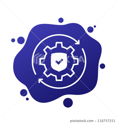 secure operation icon with a gear, vector 118737251