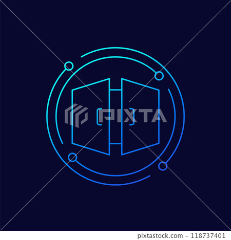 double door icon, linear design double door icon, linear design 118737401