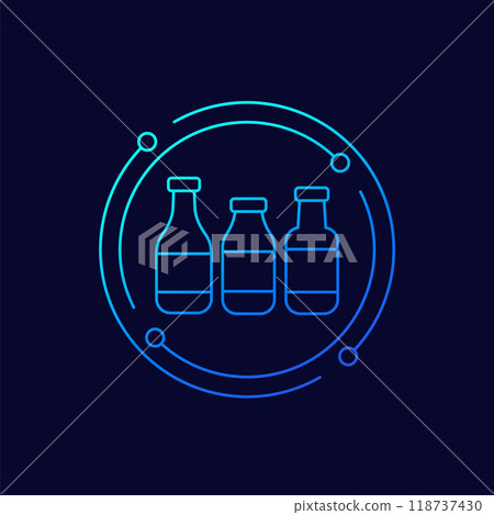 glass bottles icon, linear design 118737430