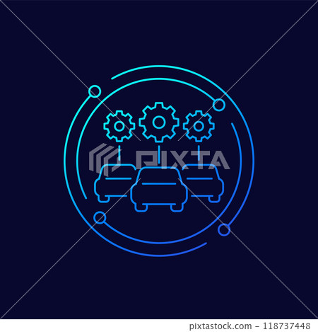 car fleet management icon, linear design 118737448