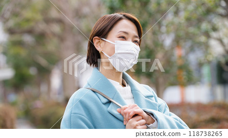 戴口罩的女士(冬衣、夾克、外套) 戴口罩的女士(冬衣、夾克、外套) 118738265