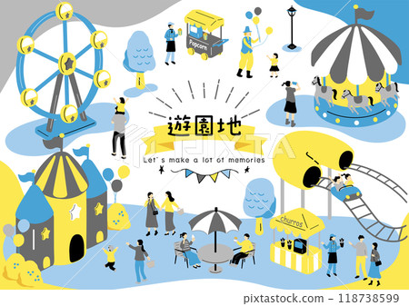 people enjoying the amusement park people enjoying the amusement park 118738599