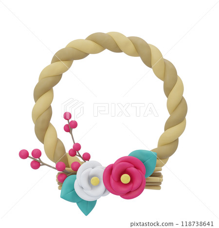 New Year's icon 3D illustration material Shimenawa decoration 118738641