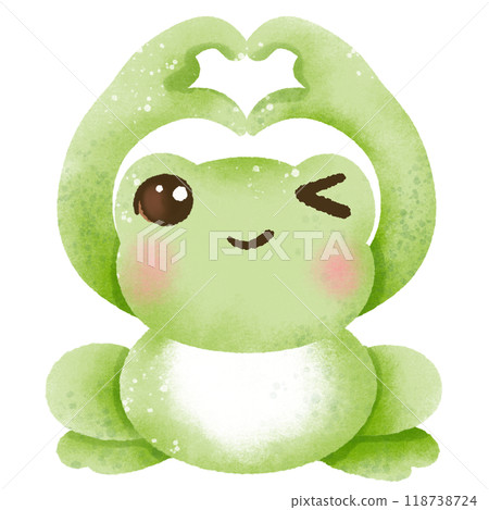 A watercolor hand drawn cute illustration for love valentines day invitations greetings heart printable a frog doing a heart sign 118738724