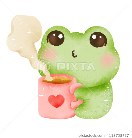 A watercolor hand drawn cute illustration for love valentines day invitations greetings heart printable a frog drinking from a heart mug A watercolor hand drawn cute illustration for love valentines day invitations greetings heart printable a frog drinking from a heart mug 118738727