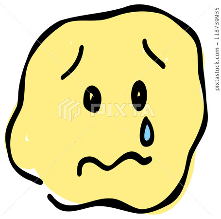 手寫的哭臉表情符號。以黃色為基調，設計簡約可愛。時尚大氣 118739935