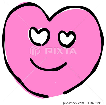 A handwritten-style emoji of a face holding a heart. It features a simple and cute design based on pink. 118739949