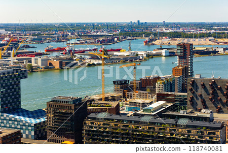 Panorama from industry in the harbor from Rotterdam in Netherlands 118740081