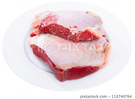Raw beef veal meat steak tenderloin on board 118740764