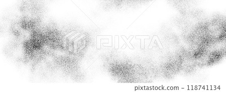 Stippled smoke cloud gradient texture. Grunge fluid sand grain background. Gritty noise wavy fog dot work wallpaper. Black and white dots, speckles, particles or granules backdrop overlay. Vector Stippled smoke cloud gradient texture. Grunge fluid sand grain background. Gritty noise wavy fog dot work wallpaper. Black and white dots, speckles, particles or granules backdrop overlay. Vector 118741134
