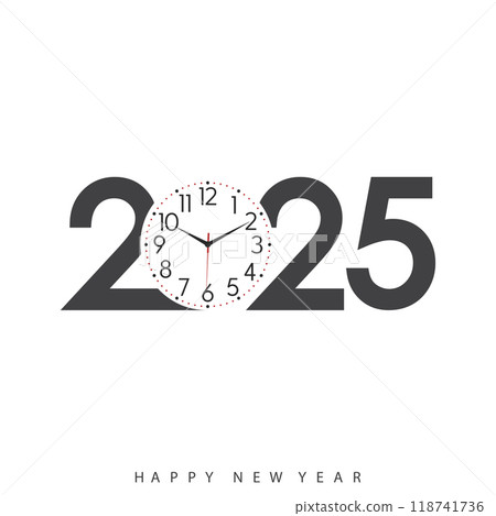 Modern 2025 New Year design with overlapping numbers and text. Vector Modern 2025 New Year design with overlapping numbers and text. Vector 118741736