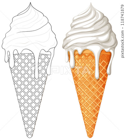 Sweet Ice Cream Cones Illustration Sweet Ice Cream Cones Illustration 118741879