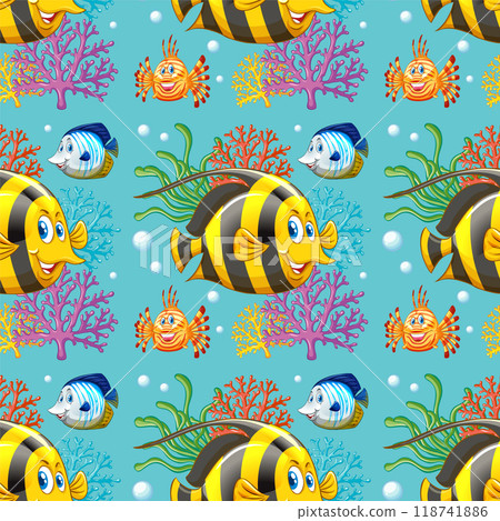 Colorful Underwater Fish Pattern 118741886