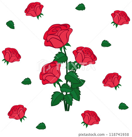 Seamless Red Roses Pattern 118741938
